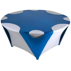 Cheaper Metallic Silver Spandex Round Table Cloth Table Overlay for Party Event Wedding