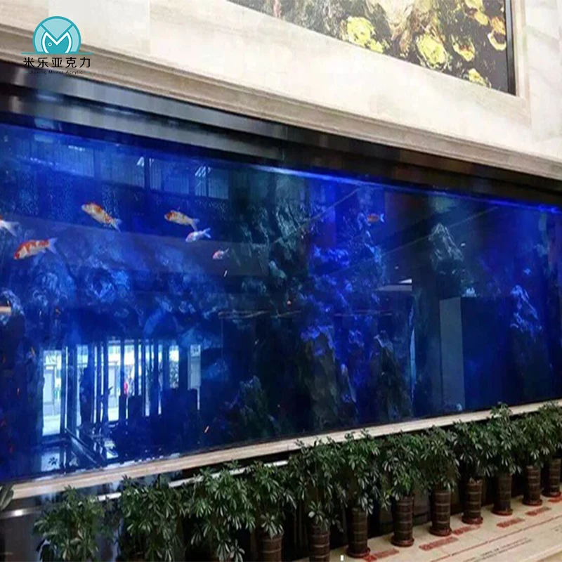 Hot sale newly designed modern style glass koi pond fish tank aquarium for restaurant
