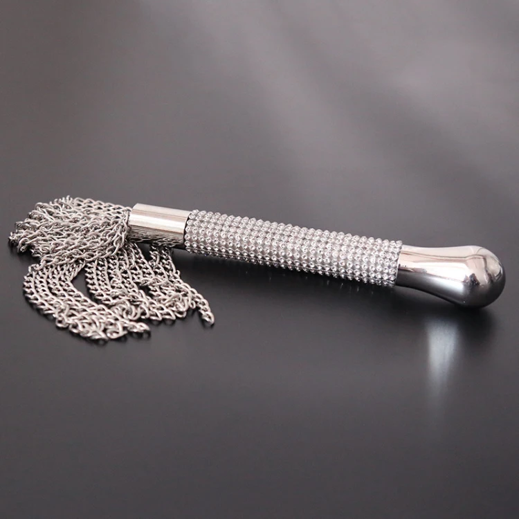 camaTech Metal Chain Sex Whip Silver Chains Diamond Handle Flogger Fetish Flirting Spanking Knout SM Tool Adult Game
