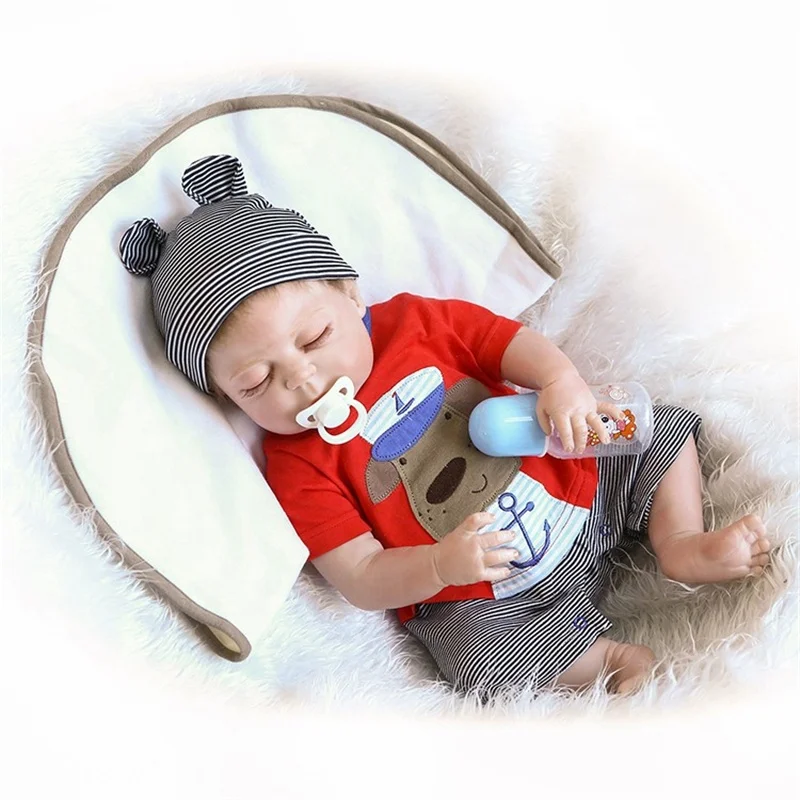 NPK 45cm Cute Lifelike Full Body Silicone reborn baby doll children kid boys gift Educational Toy for Wholesale boys toy