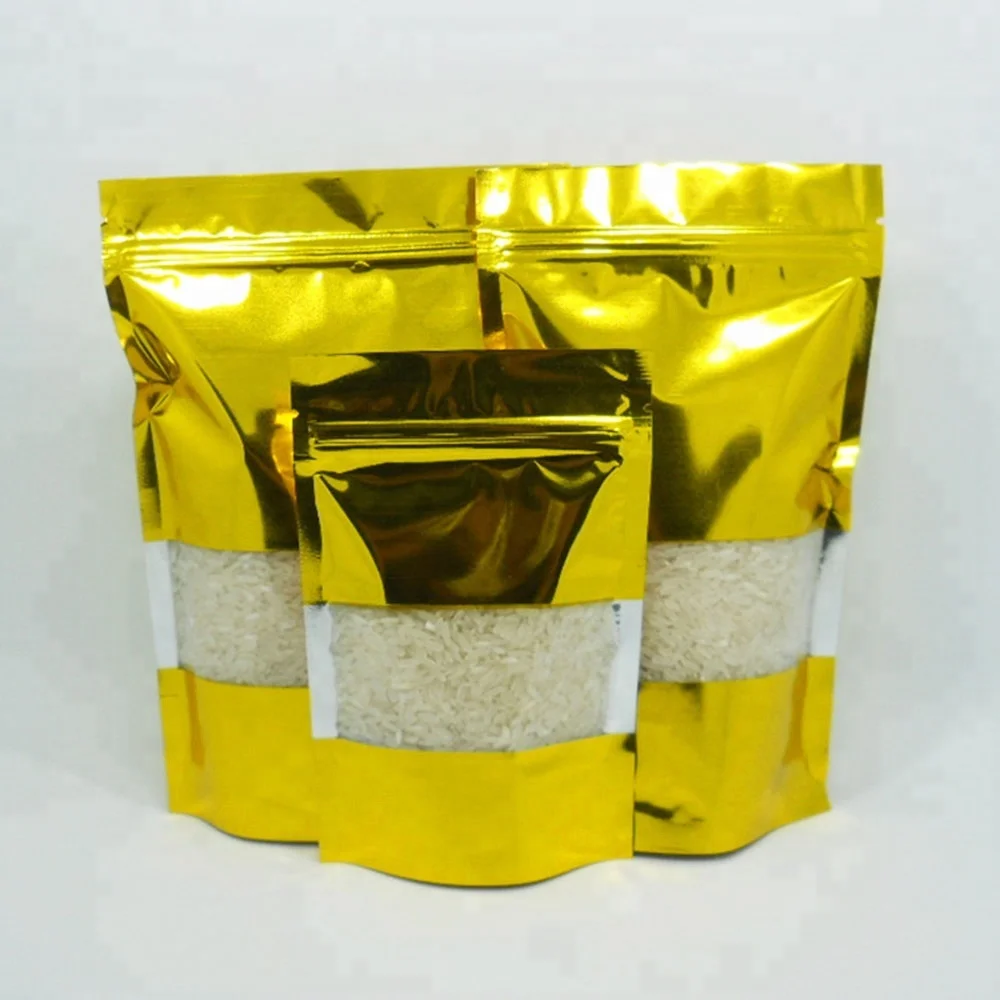 
With Ziplock And Tear Notch Top High Quality Food Grade Clear Front Foil Back Pouches Bags 