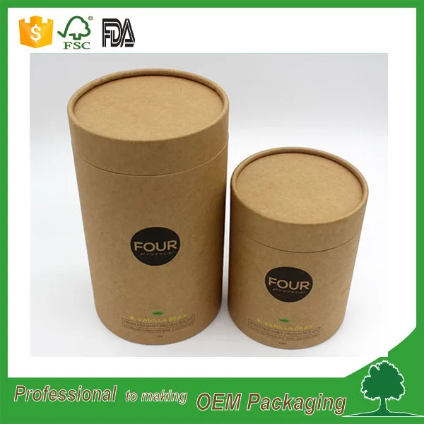 Wholesale recycled cylinder candle kraft box packaging luxury design with printed paper wrapped