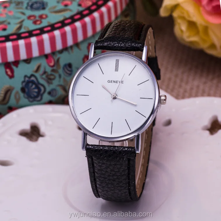 Man Casual Quartz Wrist Watches Leather Japan Movt Geneva Platinum Watches