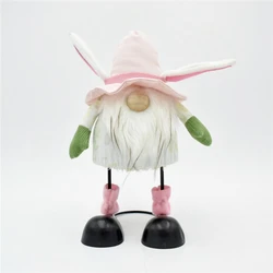 Factory Nordic Tomte Spring Decoration Office Home Desk Decor Pink Easter Gifts Standing Gnomes with Bunny Ears Hat