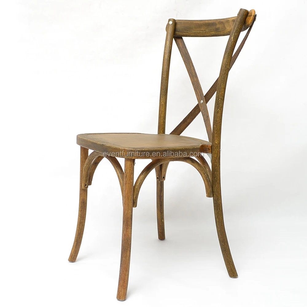 French style rustic solid wood cross back chair