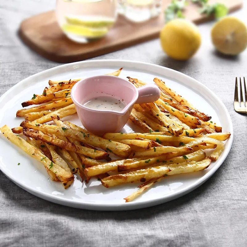 Factory direct Personalized dinner ware fancy matte surface bulk rimmed  pink ceramic dinner plate