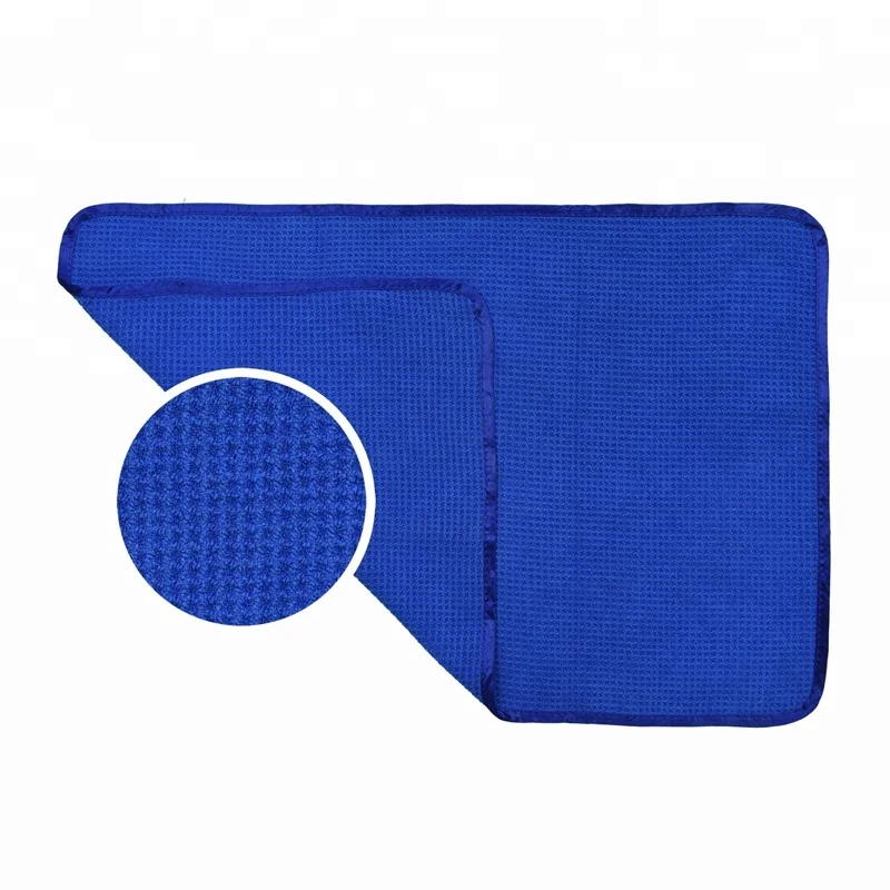 Manufacturer Microfibre Towels Car Wash Cleaning Cloths Blue Waffle Kitchen Dish Washing Towel In Stock