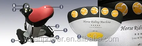 Horse Riding Plateforme Oscillante /horse Riding Exercise Machine Vibration Plate Steel Plastic PU Skin Saddle Size: 68*38CM