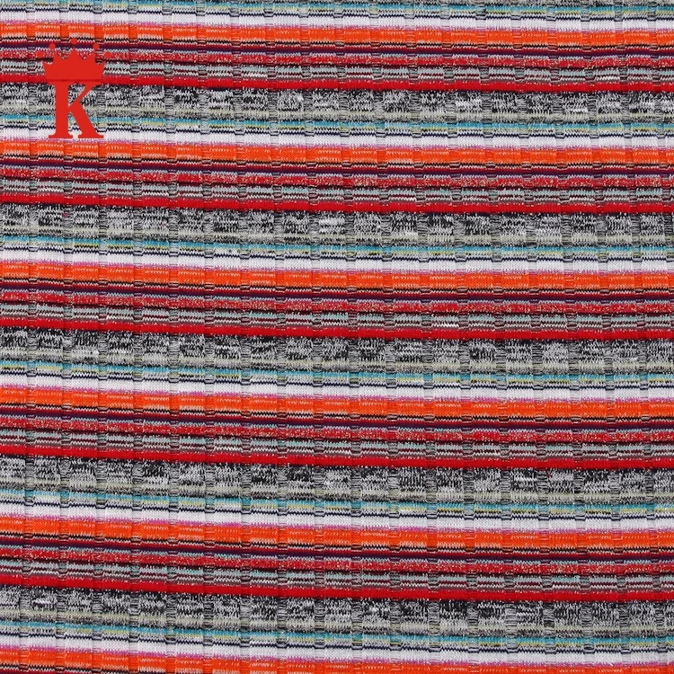 
Beautiful colorful 60%terylene 30%rayon 5%spandex plain strip rib knitted metallic fabric 