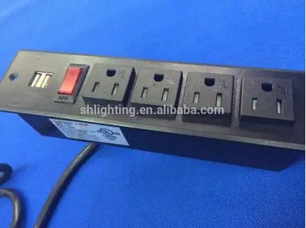 3-4 way usb power strip with safety outlet cover Desk Power Outlet switch sx core