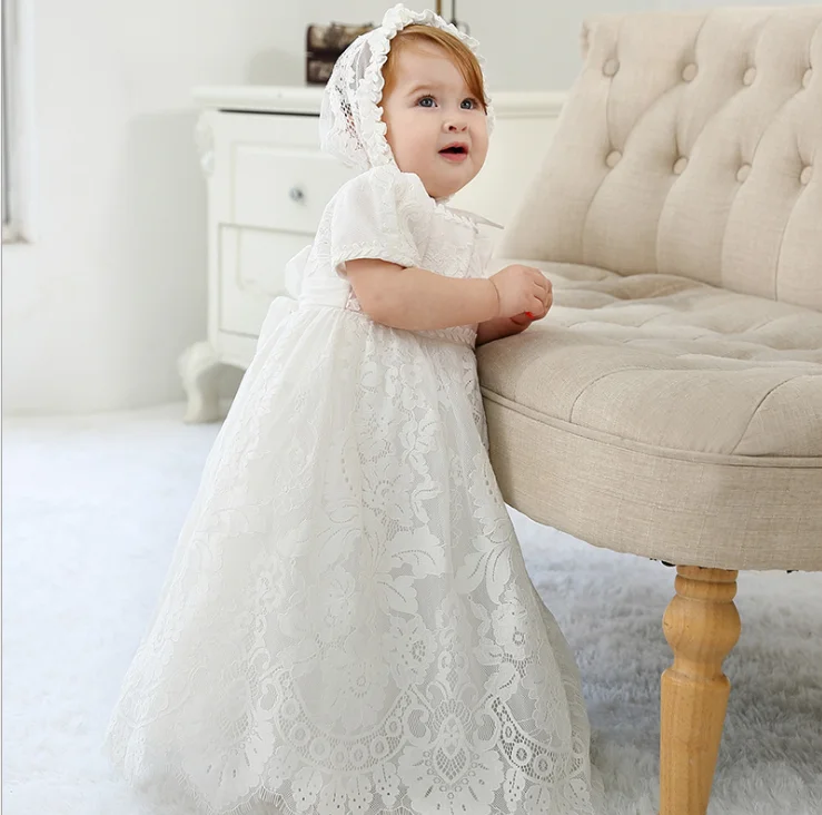 
infant girls white Baptism dress boutique baby Christening gown white dress 