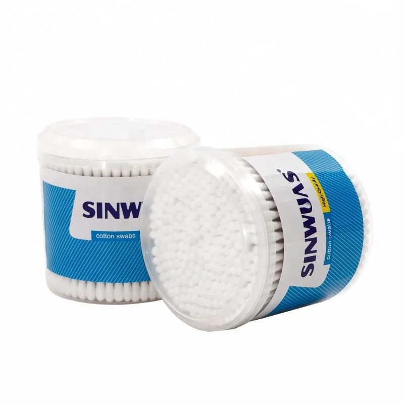 Soft touch OEM design disposable transparent boxes wooden cotton swabs