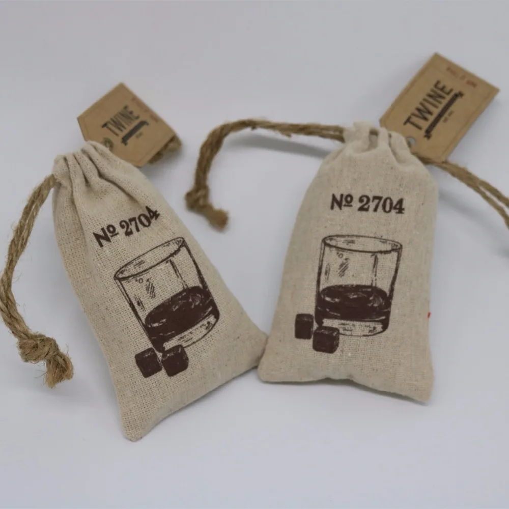 Wholesale Supply Natural Small Drawstring Gift Wenwan Buddha Beads Tea Cup Storage Packaging Linen Bag With Custom Logo and Tag