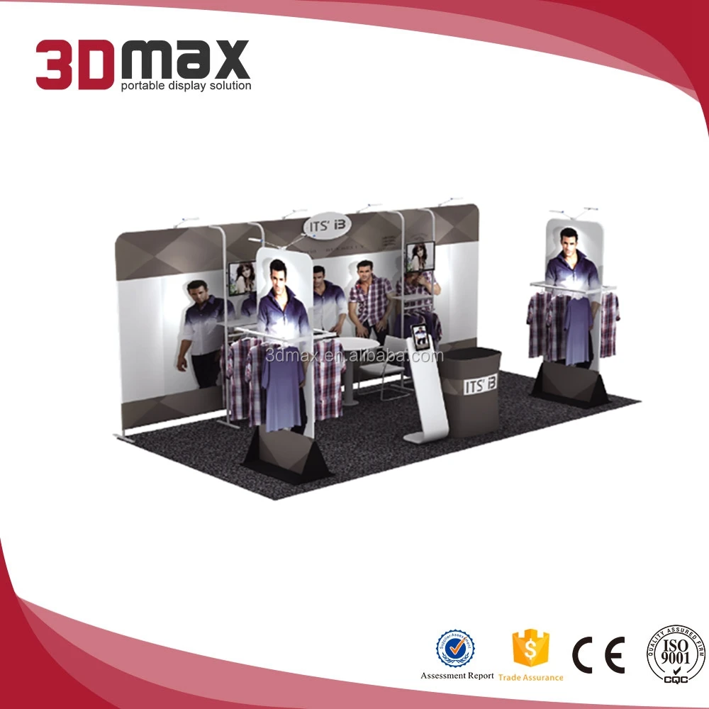 3x3m potable display rack fashion curved custom trade show booth design