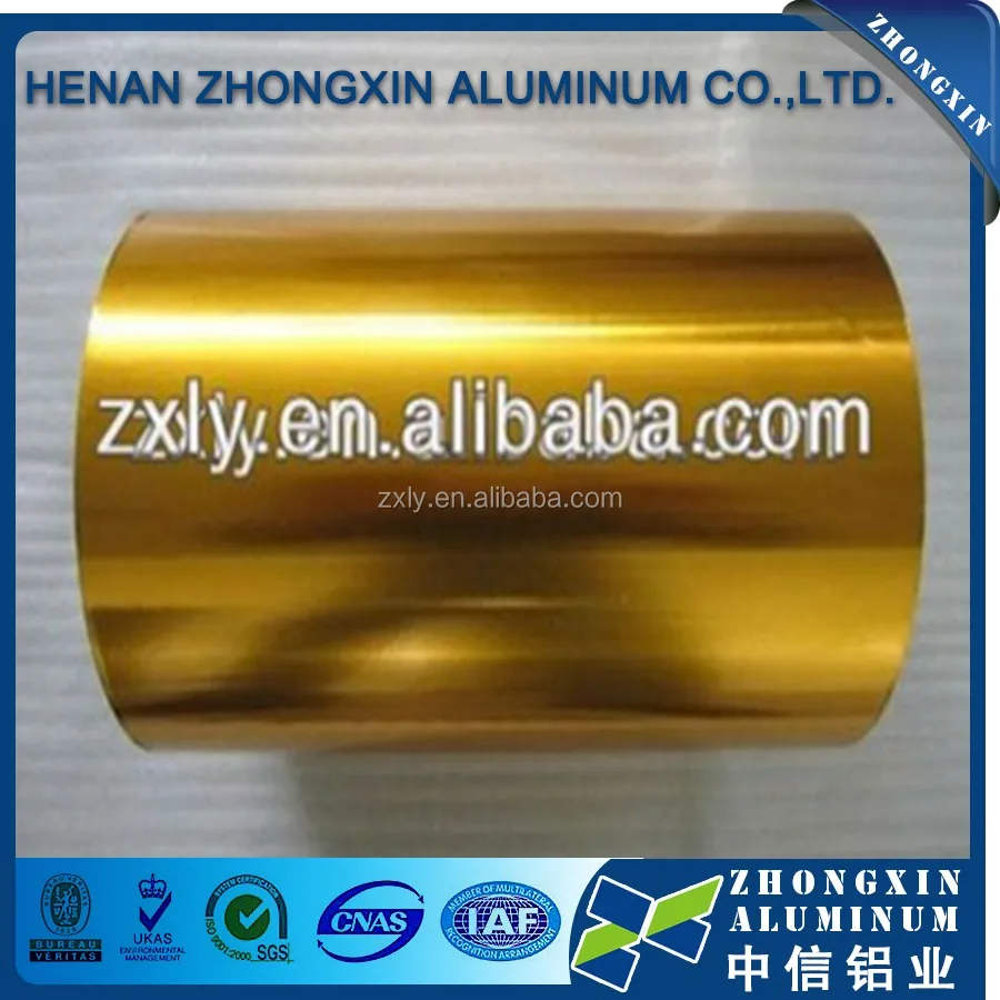 0.05mm thickness aluminum sheet extra-wide China gold aluminum foil manufacturer/colored aluminum foil
