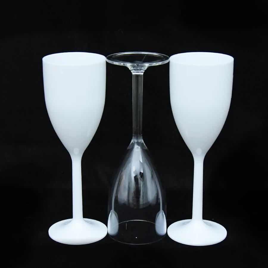 8.5OZ White color classic design Custom 260ml acrylic Plastic Champagne Wine Glass Wholesale