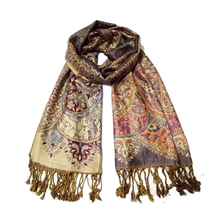 High Quality Jacquard Pashmina Shawls Long Scarf China Factory Low MOQ Long Scarf