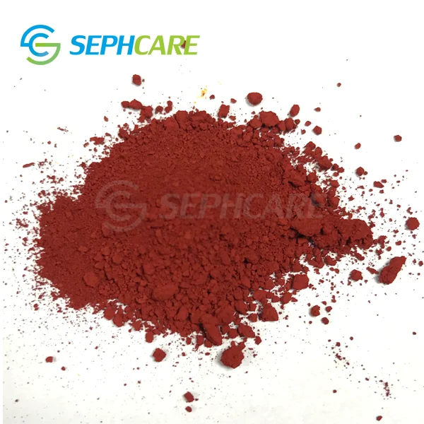 Cosmetic grade triethoxycaprylylsilane treated CI 77491 iron oxide red