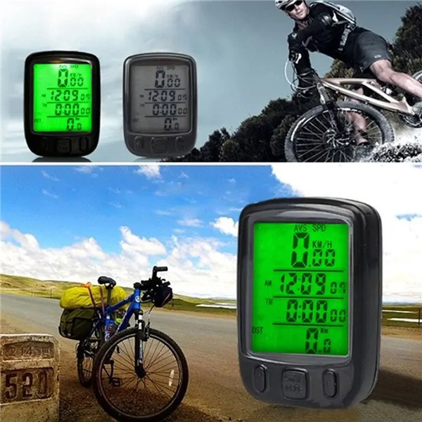 Waterproof LCD Display Cycling Bike Bicycle Computer Odometer Speedometer with Green Backlight