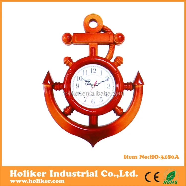 plastic ship steering wheel shape marine wall clock for decoration