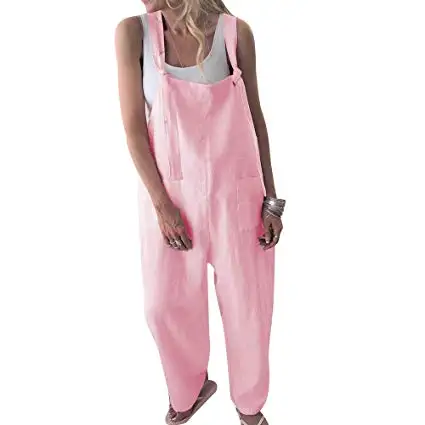 MAGICMK Women Loose Suspender Trousers Wide Leg Overalls Bodysuit Romper Harem Pants Plus Size Jumpsuits
