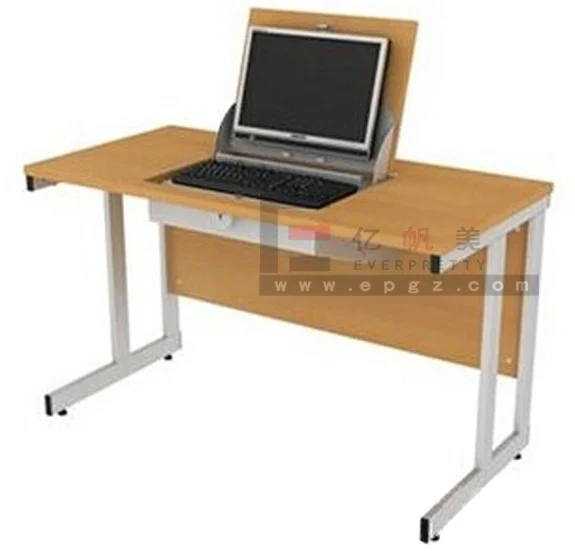 Flip Top Wooden 2 Person Computer Table with Metal Frame