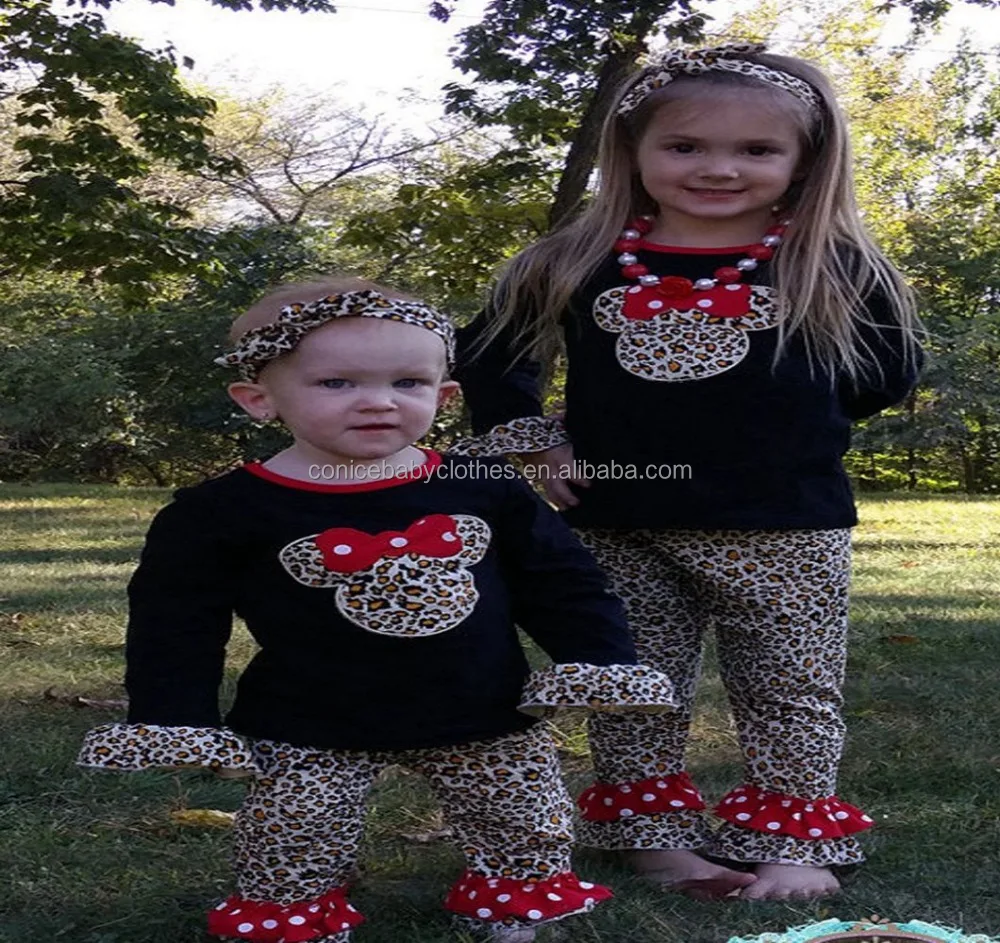 
wholesale western children mouse embroidered girls boutique clothing 