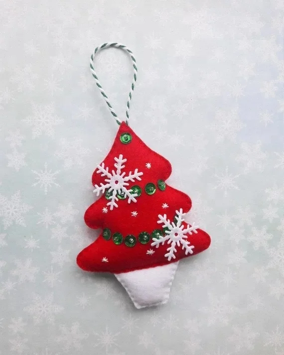 5 Pieces Christmas Tree Hanging Decorations Felt Christmas Ornaments for Home Decor