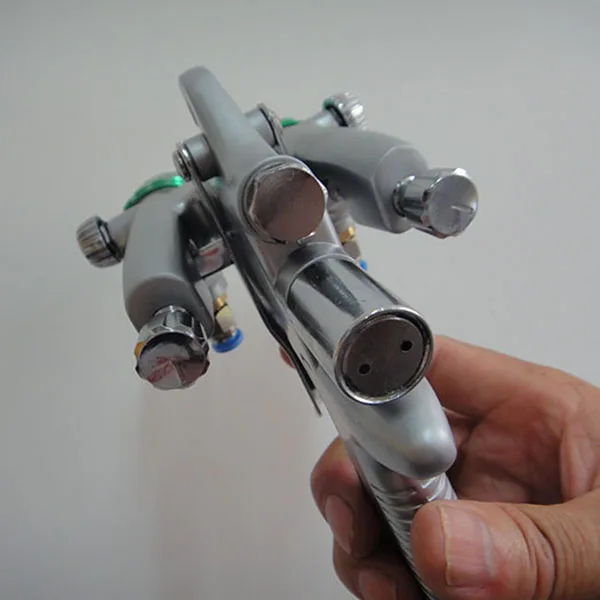 1189 pneumatic double nozzle spray gun nano chrome plate painting gun high pressure feed air dual head spray paint gun