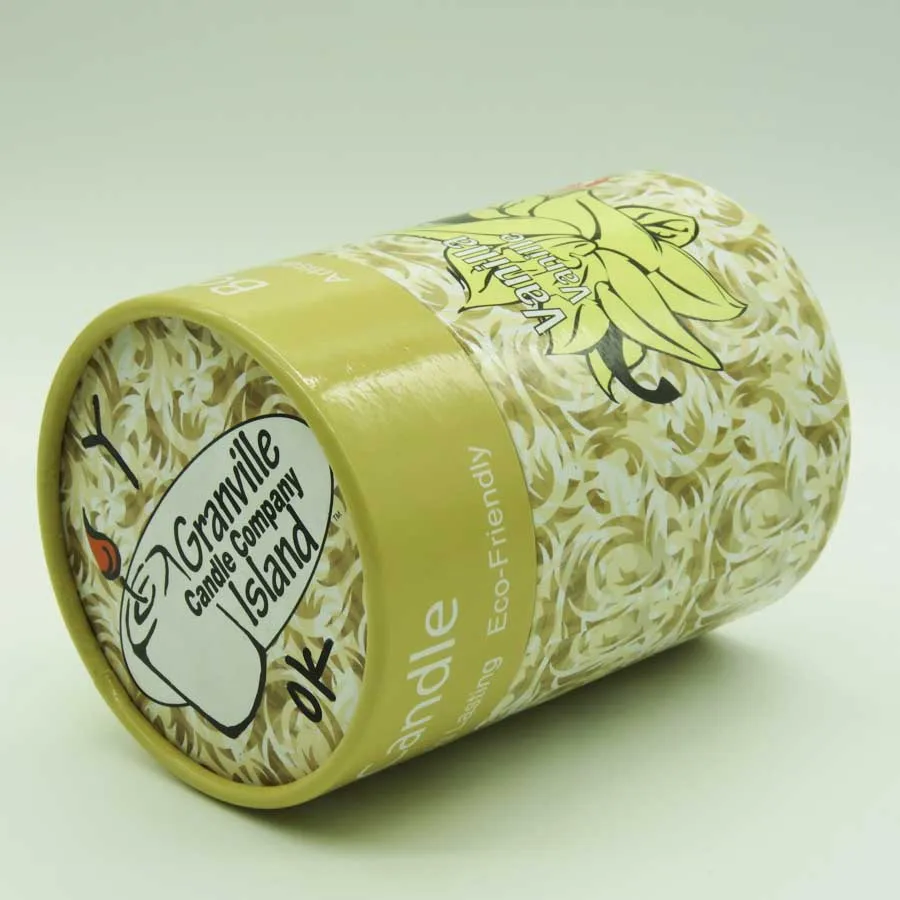 wholesale custom printing design vanilla candle packaging tube paper round gift box