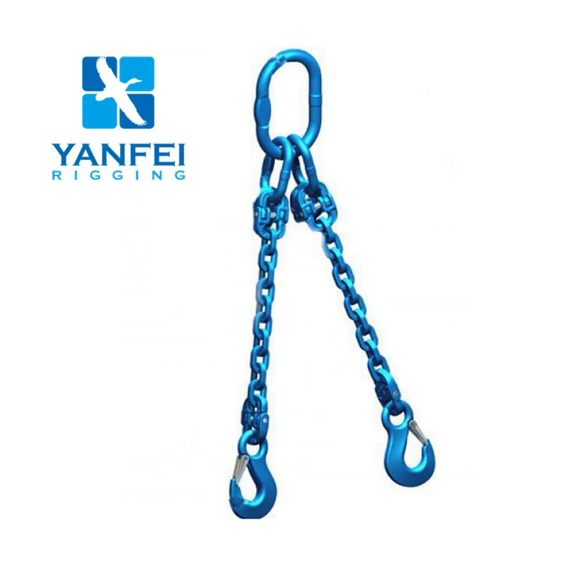 Grade100 g100 two double 2 legs lifting chain sling with clevis grab hooks for chain slings