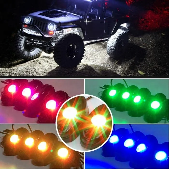 Hot Selling Led Boat Ambient Lighting Car Underglow Rock Light Kit 4 Pods RGB Led Rock Light For Car Truck Offroad