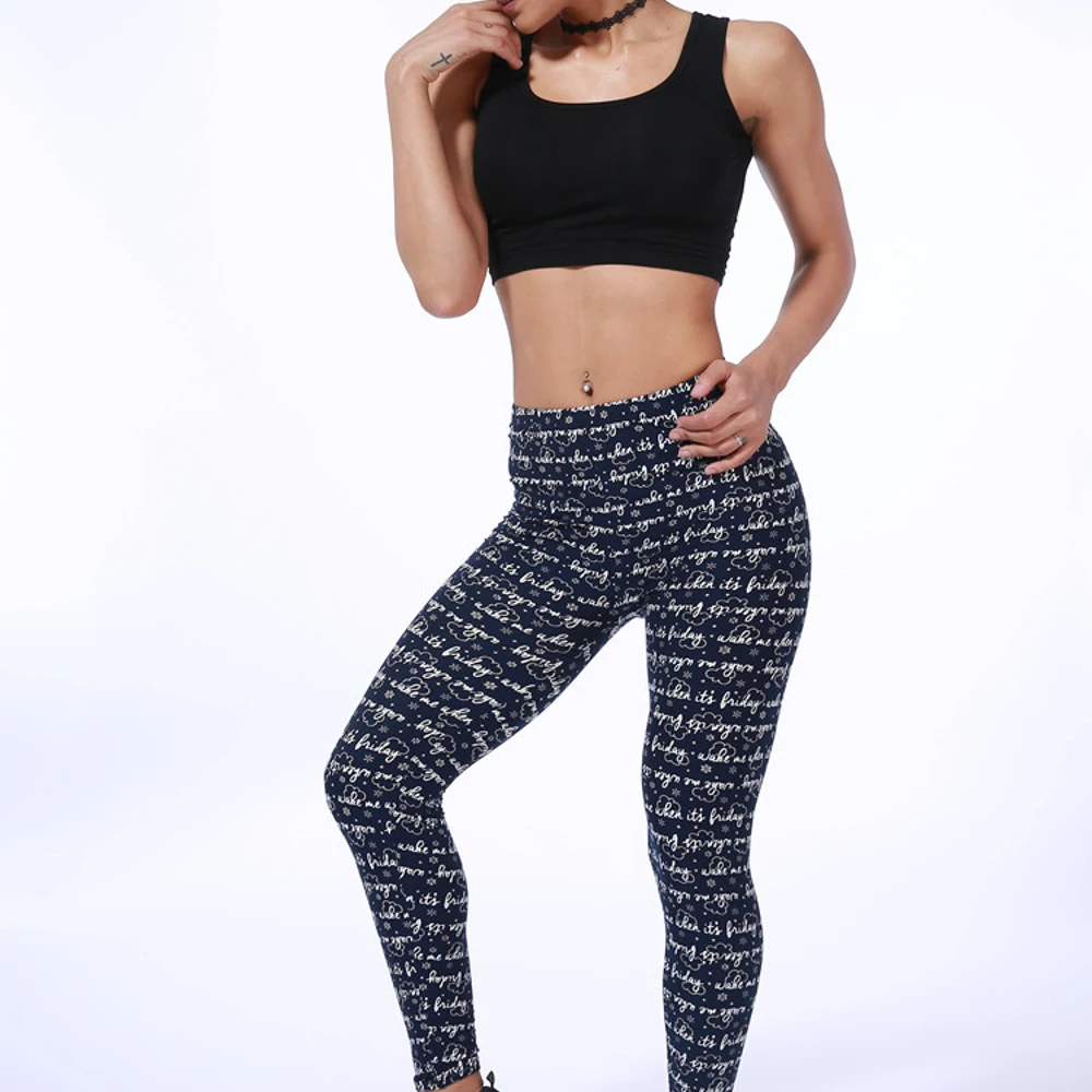 best tight women cotton lycra high waist fitness leggings with hand print