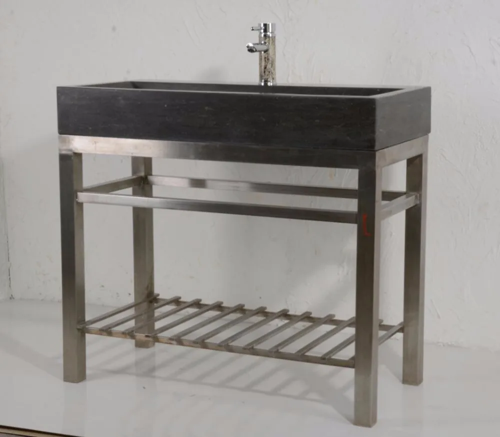 
Popular modern Natural stone console sink with metal stand 