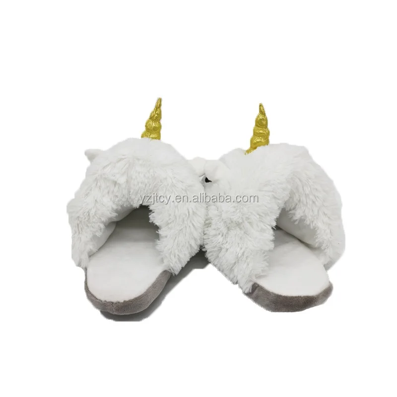 Low Moq Plush Unicorn Slippers Wholesale Custom Plush White Unicorn Slippers