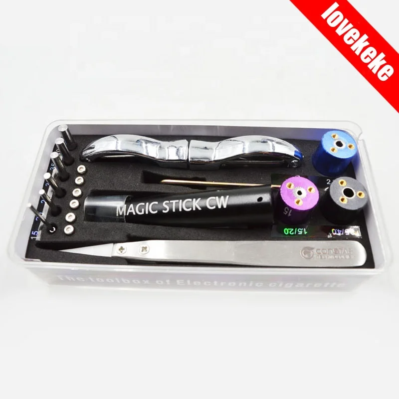 Charms electronic cigarette kit Round heads coil jig tool kit box vaping accessories DIY e cig tool Kit for repair accessories