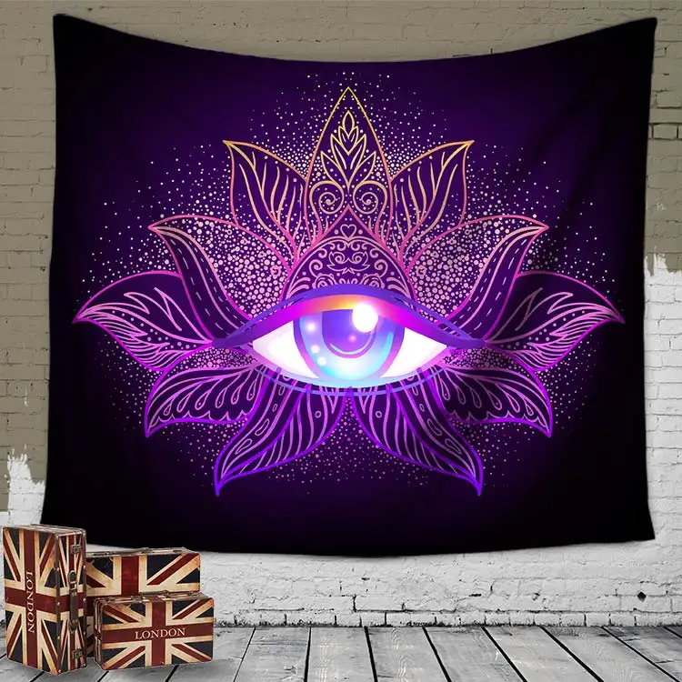 
Mysterious Foldable Room Decorative Indian Wall Hanging Tapestry With Evil Eye Patterns Printing 