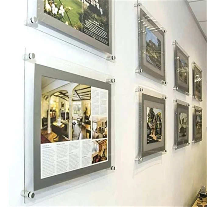China supplier clear wall mounted custom acrylic floating frames for wholesale