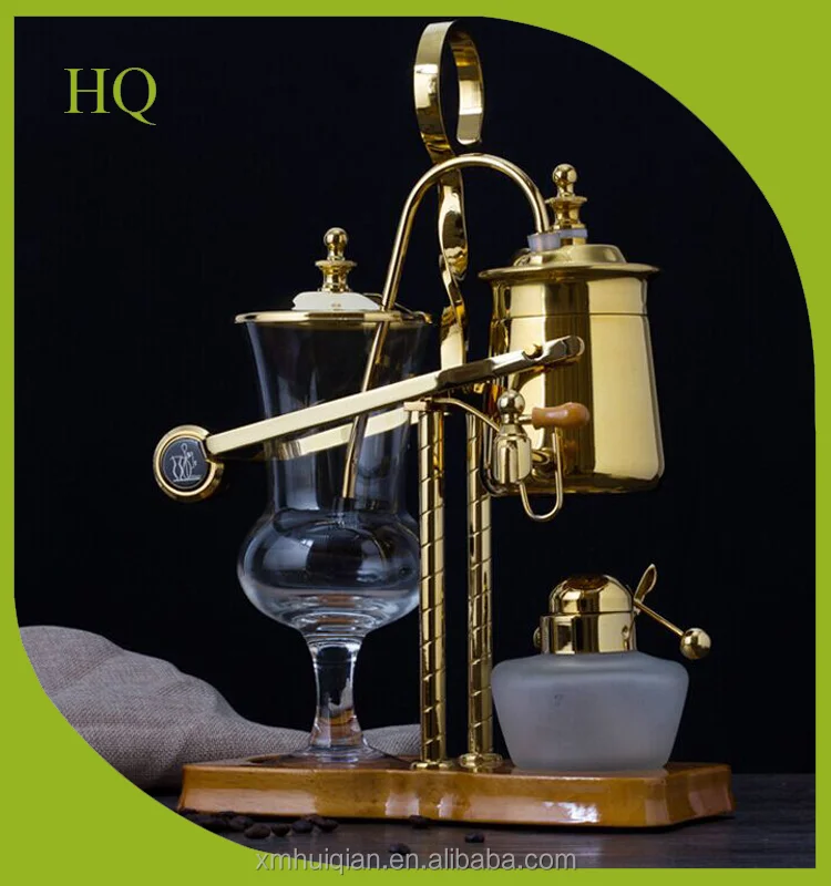 Gold Polished Brass royal balancing belgium Siphon Coffee Maker