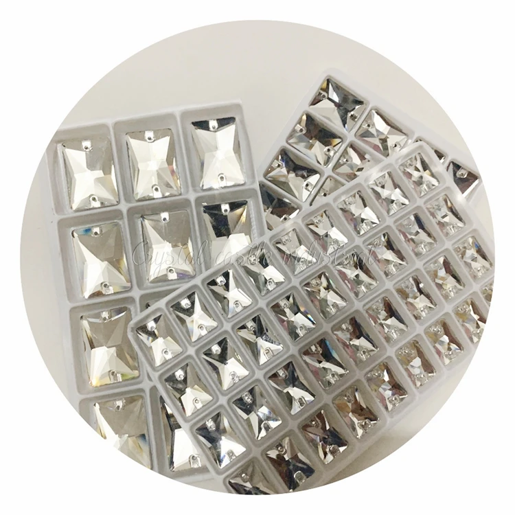 13*18mm 140pcs Crystal AB Clear White Rectangle Shape Sewing Rhinestones Flatback Sew-On Rhinestone For Women Dress