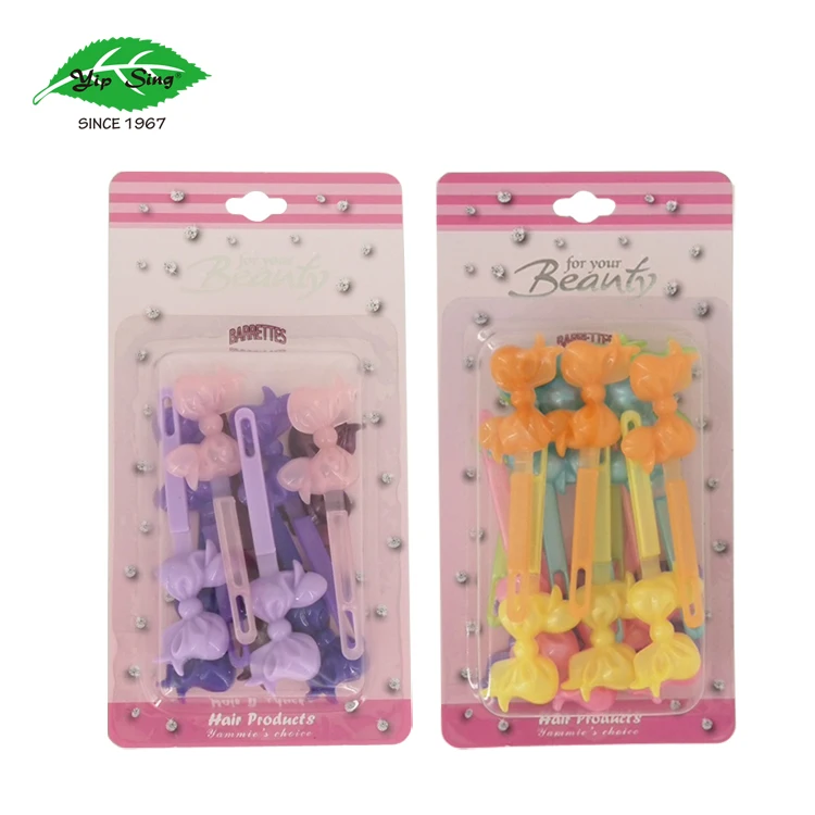Yip Sing Most Popular Cheap Colorful Bowtie Fancy Plastic Kids Hair Barrettes