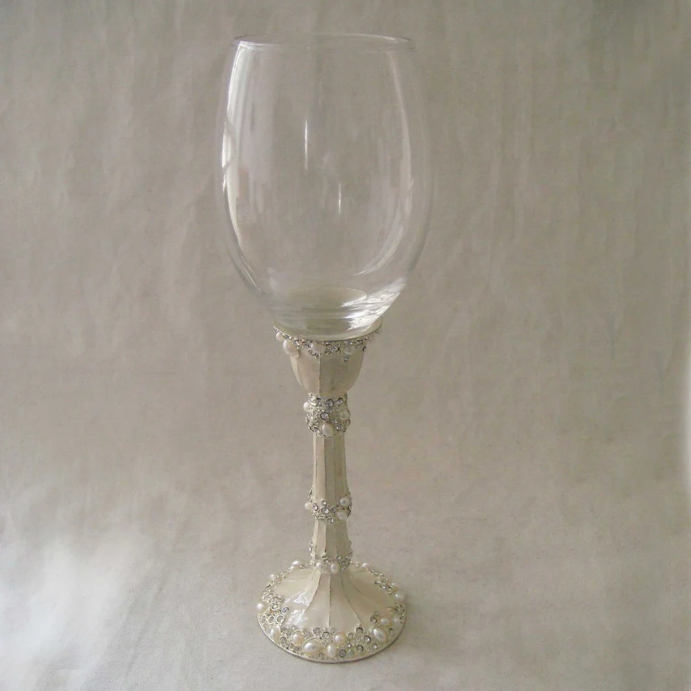 silver metal base wine glass(P31018c)