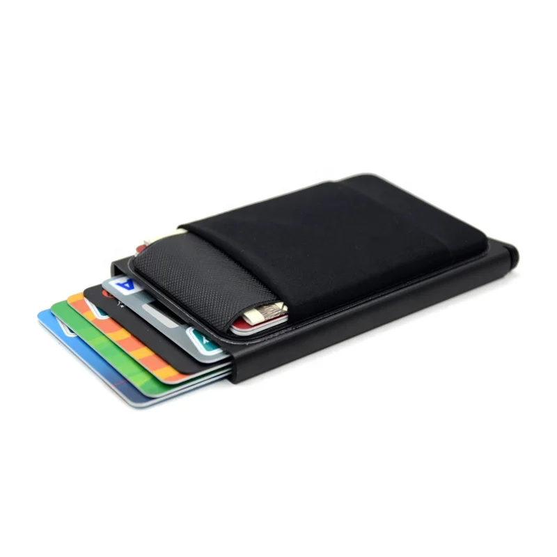 
Aluminum Wallet With Elasticity Back Pouch ID Credit Card Holder RFID Metal Wallet Automatic Pop up Bank Card Case Custom LOGO  (62177285109)
