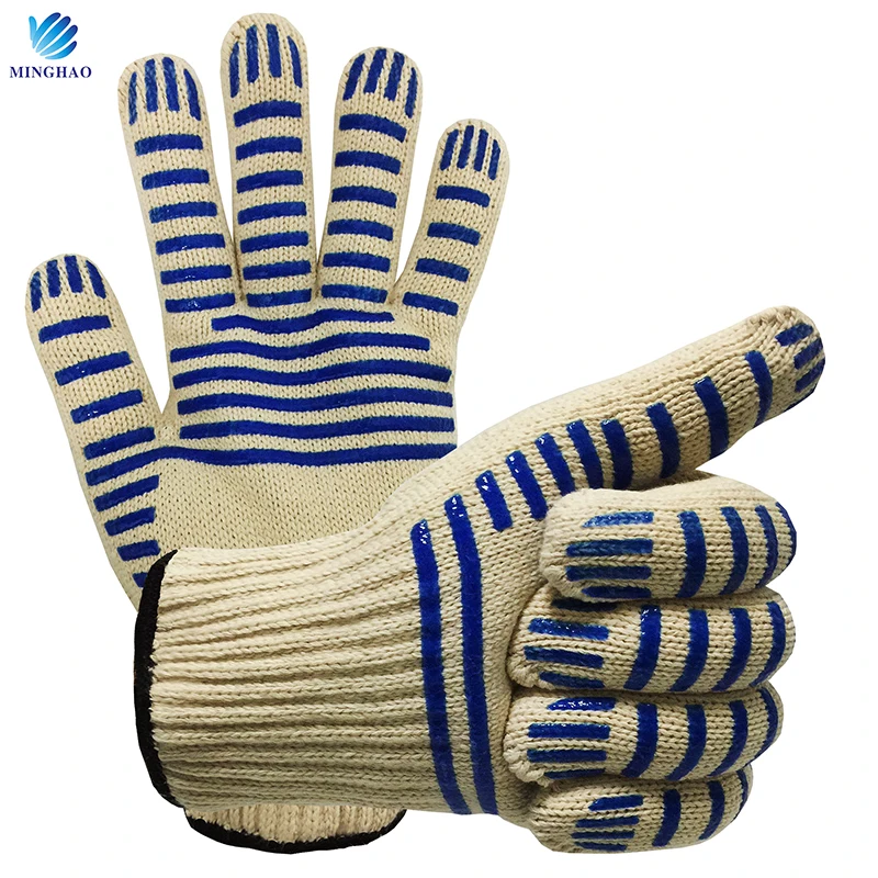 kitchen gloves heat resistant custom knit kitchen oven gloves with fingers and silicone dotted