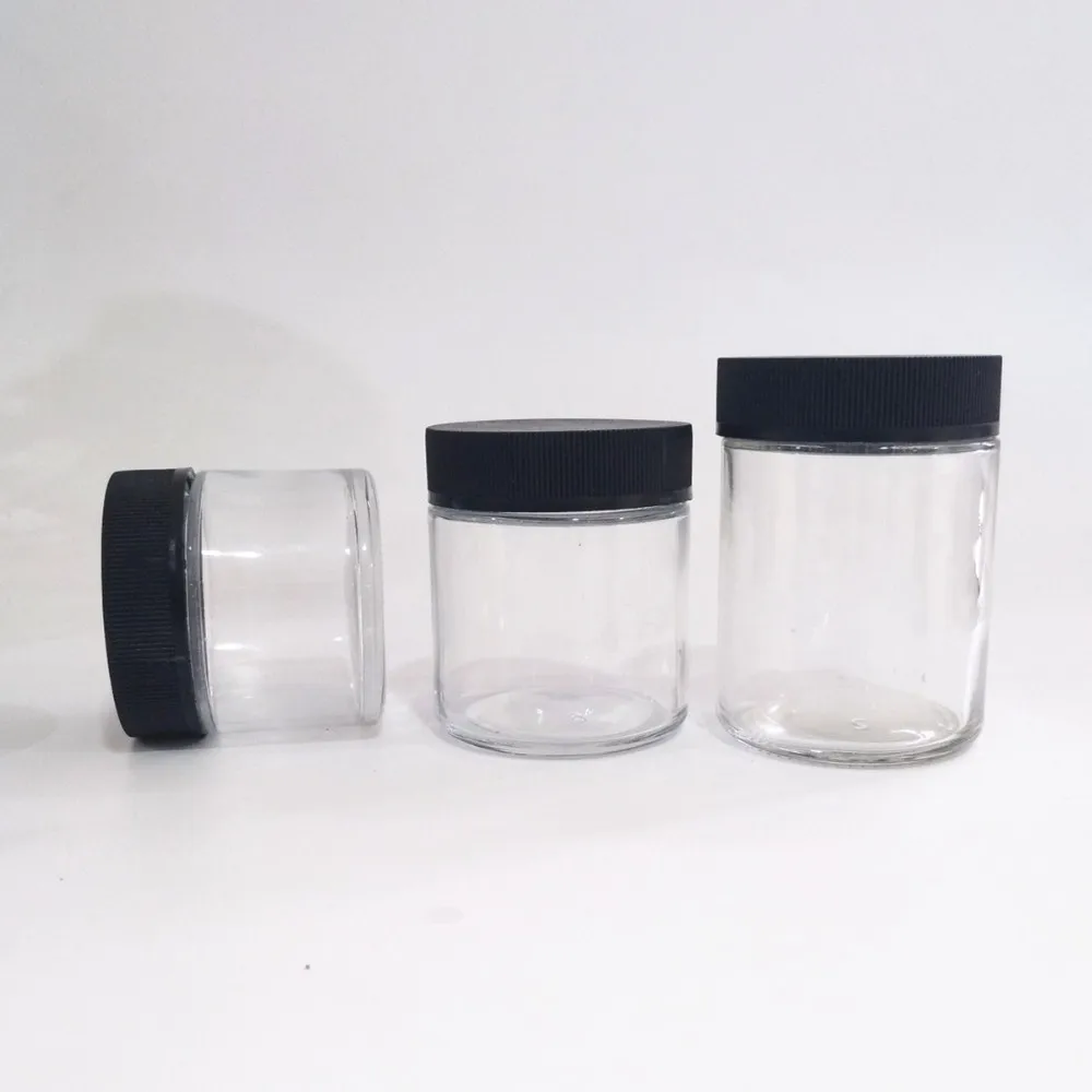 2 oz 60 ml Glass Jar Cream Jars Cosmetic Container Glass Cosmetic Jars Container with Black Childproof Lid