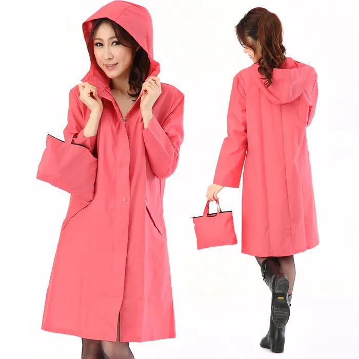 
Polyester Solid Printing Ladies Long Raincoats in A Bag 15RC005 