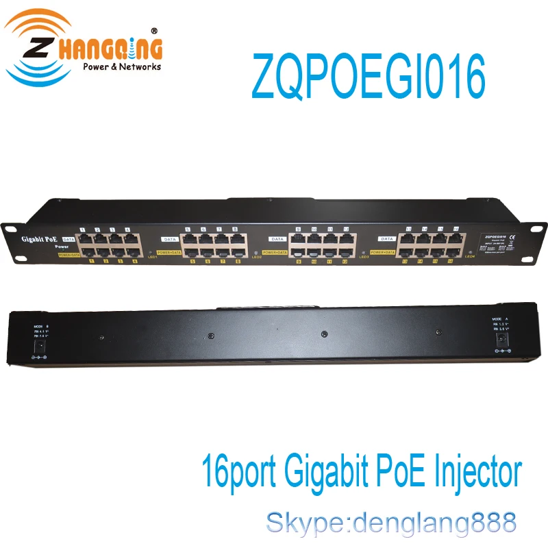 Rack mount Gigabit Passive POE Panel 24v 48v 56v PoE Injector 16 Port for Wireless AP