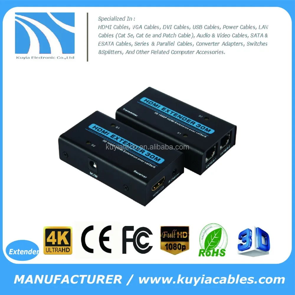 KUYIA HDMI Extender over Dual cat5e/6(30M) Full HD 1080P