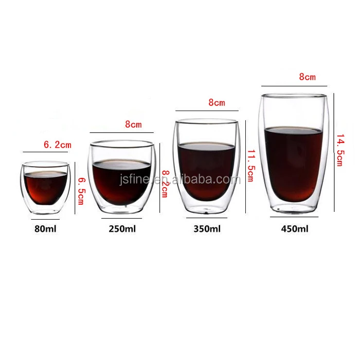 
handmade pyrex heat resistant double wall glass coffee cup 