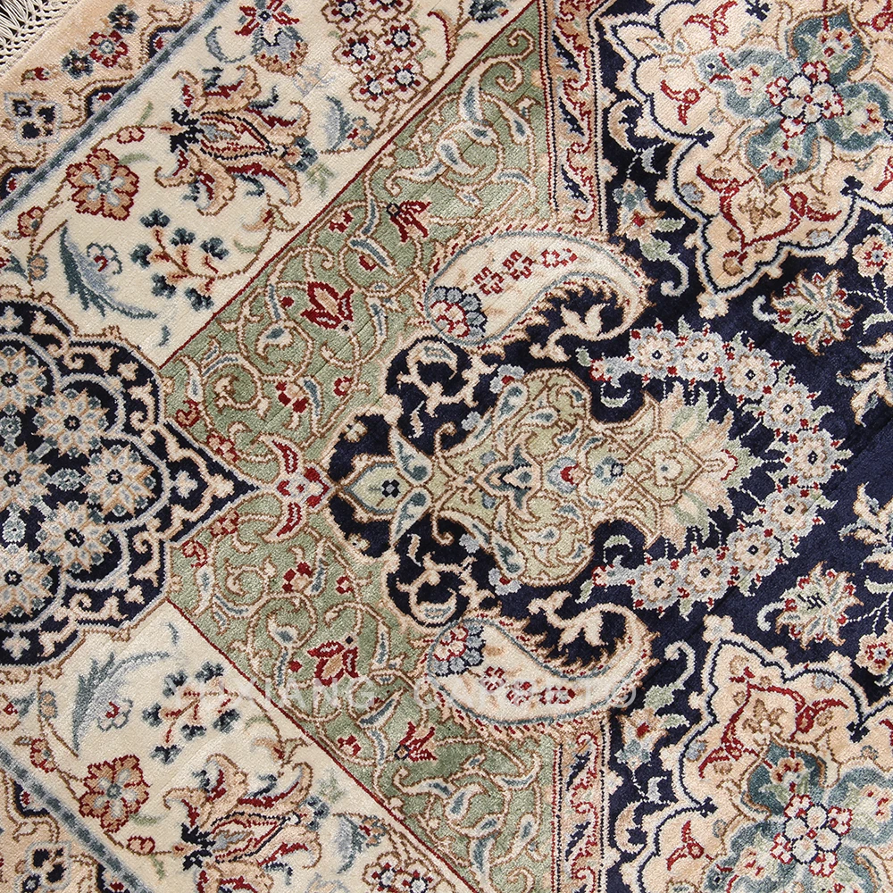 Kashan Persian Carpets And Rugs Living Room, Traditional Handmade Silk Carpet made